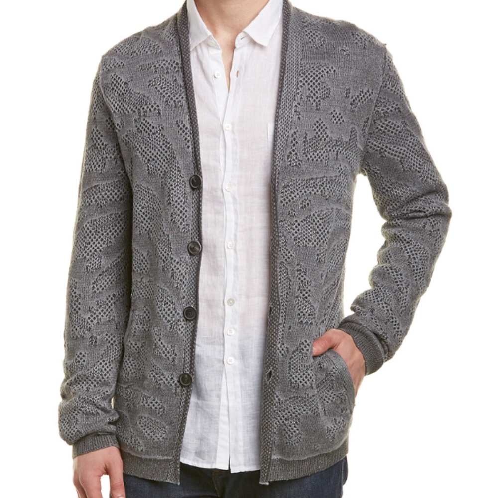 JOHN VARVATOS Textured Gray Cardigan